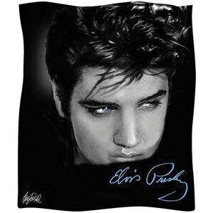 New Elvis Presley Blue Eyes Plush Fleece Throw Gift Blanket The King Portrait